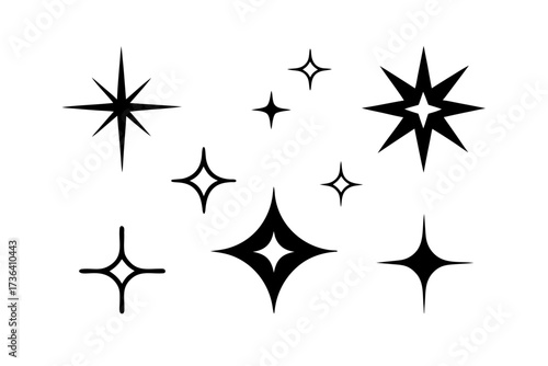 sparkle star icon set,sparkle star silhouette vector set