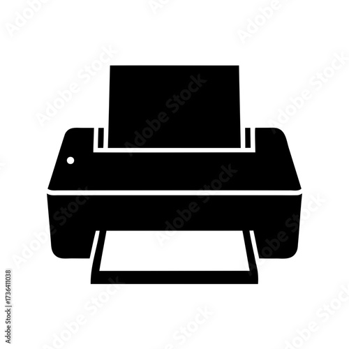 Simple black and white printer icon for printing documents from computer