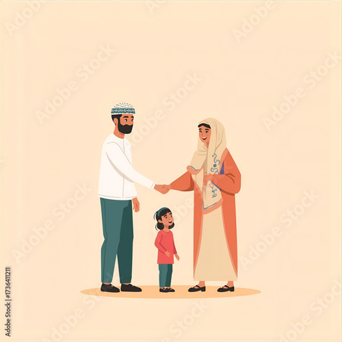 Muslim Family Celebrating Togetherness and Unity in a Harmonious Gathering, A Celebration of Faith