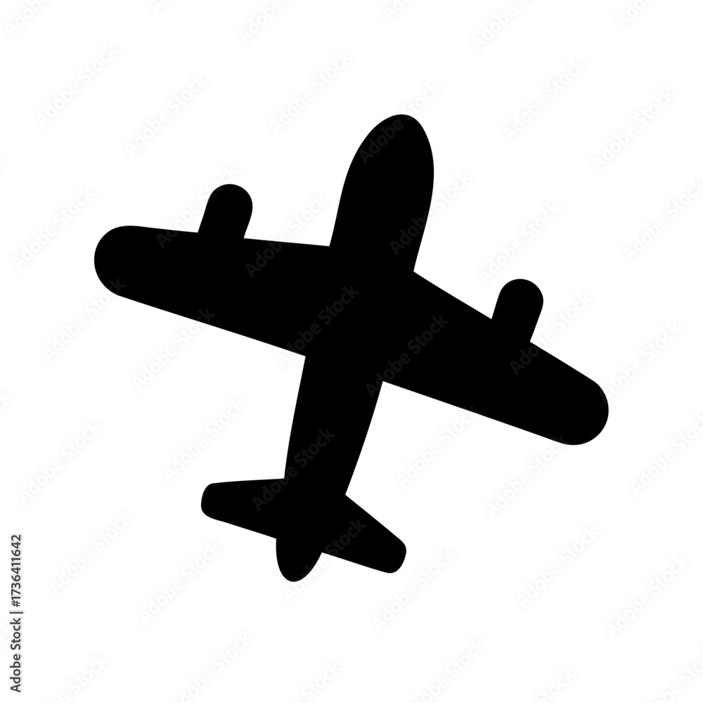 Obraz premium Silhouette of an airplane in flight depicted with simplicity and minimalism