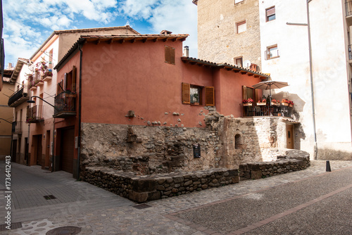 Historic Ruins of Sant Miquel Chapel Sant Joan de les Abadesses Spain 12th Century Medieval Stone Walls and Traditional Architecture