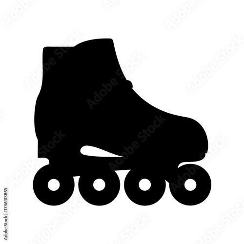 Silhouette illustration of roller skate with four wheels, a fun recreational sport