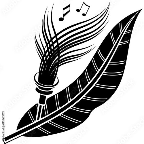 Quill pen illustration with musical notes for creative writing projects