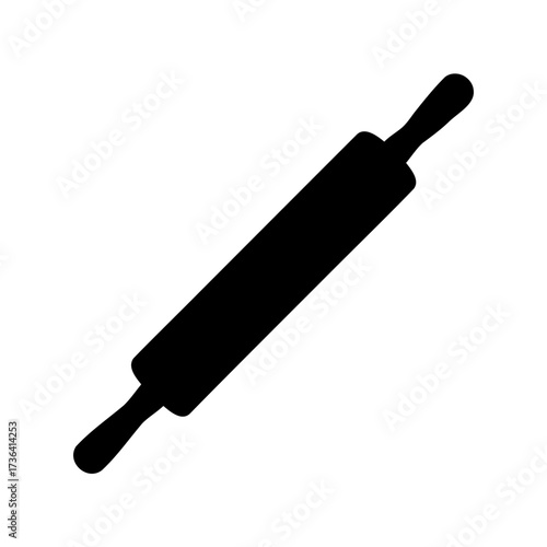 Black and white illustration of a rolling pin, for baking and cooking