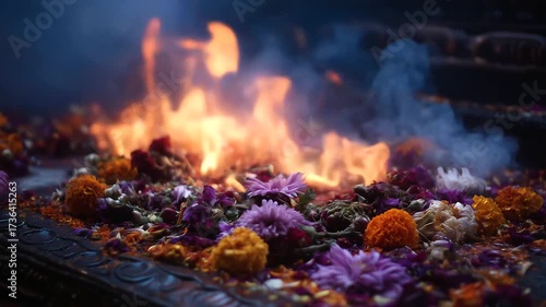 Witness the sacred traditions of Indian funeral customs, including Hindu rites, ash immersion, floral tributes, spiritual chanting, and the journey of the soul in the afterlife acc fire