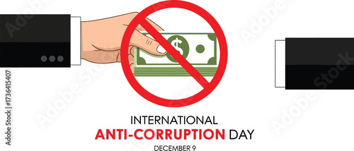 Stop corruption: hands offering money crossed out, symbolizing integrity and ethical business practices.