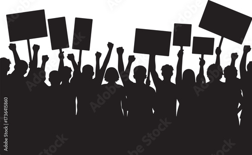 Crowd of people holding blank signs in protest vector
