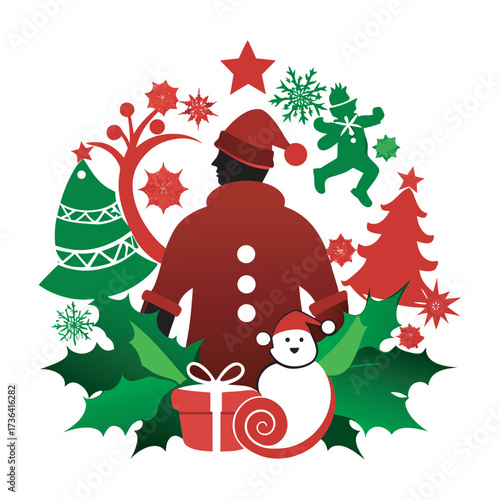 christmas tree and snowman