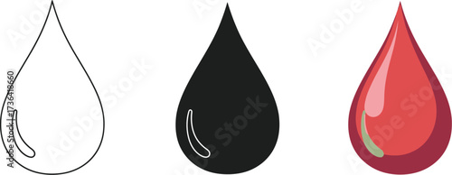 Blood Drop Icon Set Medical Health Science and Healthcare Concepts