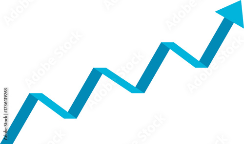 Blue arrow graph showing upward trend and growth