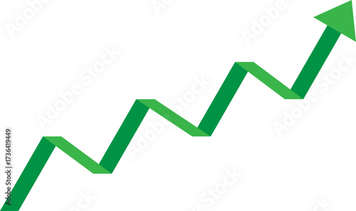 Green arrow graph showing upward trend and growth
