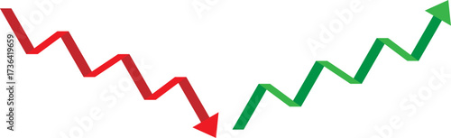Stock market trend chart showing decline and recovery