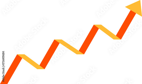 Upward trending zigzag arrow graph
