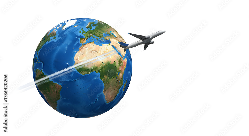 Naklejka premium An airplane traveling the world