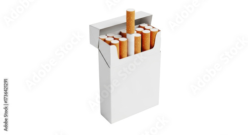 Fotografie Isolated full pack of cigarettes for sale on a counter for tobacco addiction con