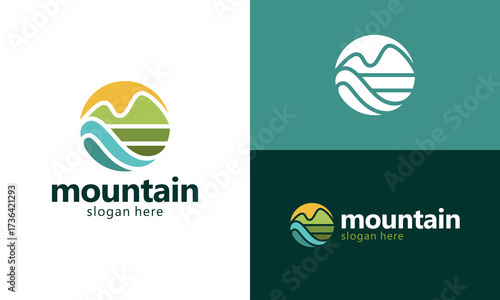 Landscape logo design. Abstract mountain hills concept vector design symbol graphic icon