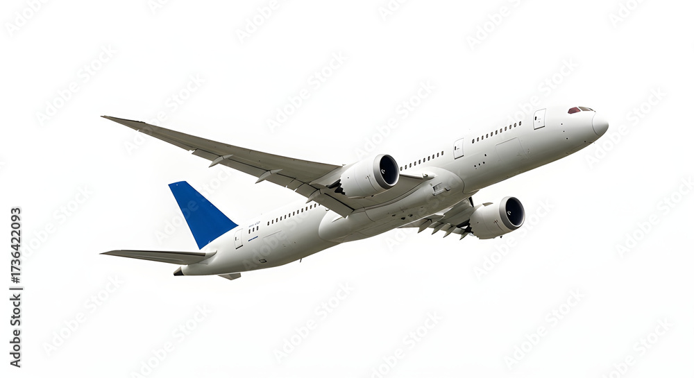 Obraz premium A modern passenger airplane soaring through the sky, representing travel and transport