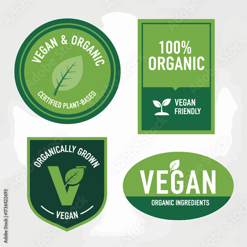 Vegan icon set badge and emblem sign bio ecology organic logo and badges label tag collection