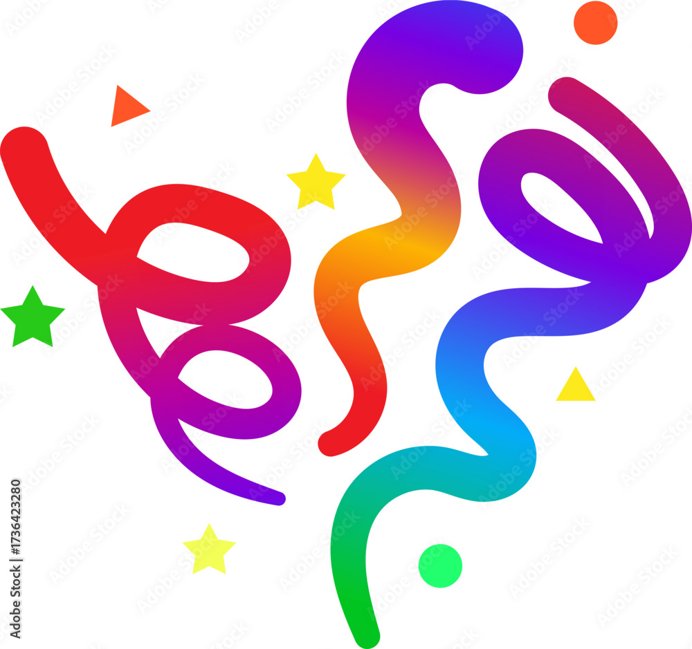 Obraz premium Colorful heart shaped confetti and streamers celebration