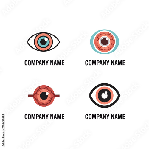 Collection of four stylized eye logo design templates.