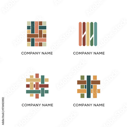Collection of Modern Abstract Logos with Geometric Weave Elements.
