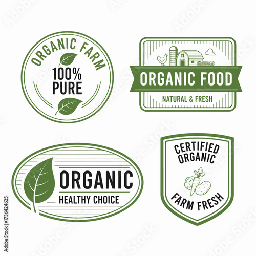 Organic labels set. Collection various logo for organic cosmetics or products isolated on white background
