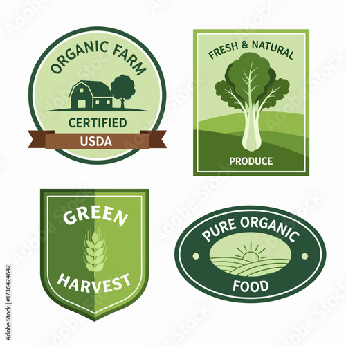 Organic labels set. Collection various logo for organic cosmetics or products isolated on white background