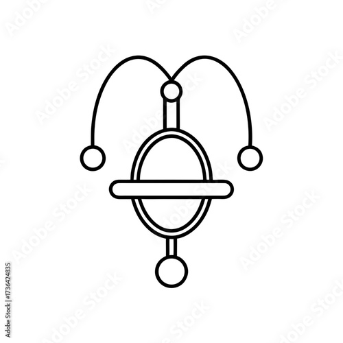 Outline of a hanging toy with three balls silhouette