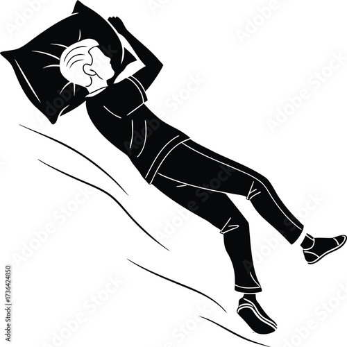 Person sleeping soundly on a pillow silhouette