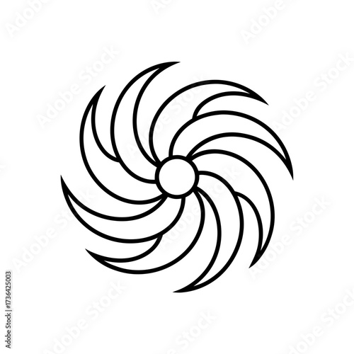 Abstract floral shape with curved petals silhouette