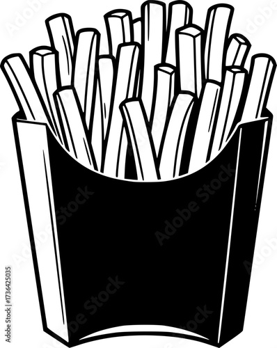 vector french fries potato in red and gray paper icon isolated on white background. delicious fast food symbol. fried potato crispy and long slices unhealthy food snack