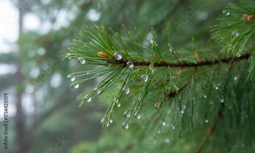 Raindrops on Pine Needles A CloseUp View.