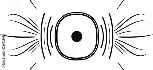 Minimalist continuous outline of a smart speaker with sound waves 1