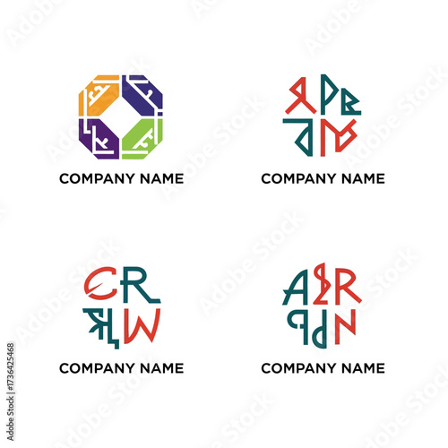 Creative logo designs for various companies with different color schemes and styles.