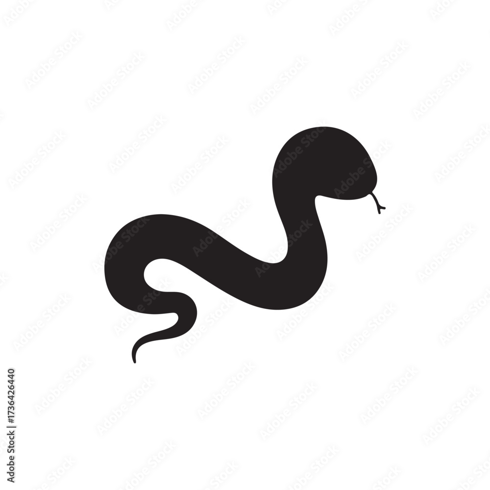 Fototapeta premium Cute snake silhouette vector flat illustration design on white background