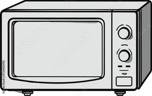 Minimalist line art of a microwave oven 1.