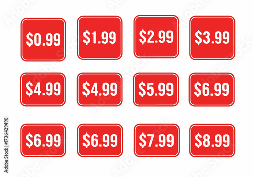 Minimalist Red Price Cards for Retail Displays