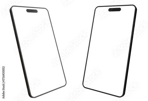 Smartphones Mockup With Blank Display rendered in 3D on a Transparent Background