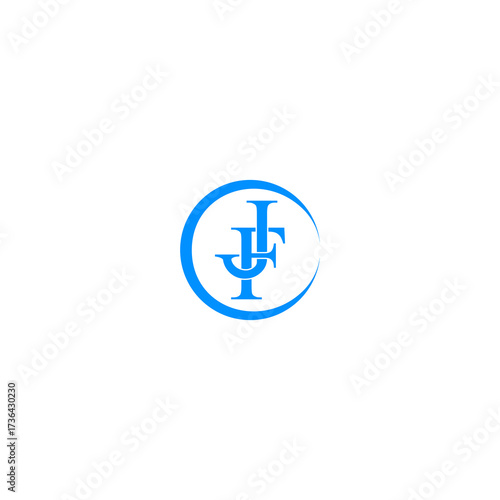 letter JF FJ circle logo design vector illustration template