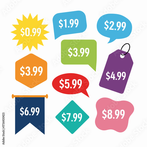set of sale labels, Price tags, element set on transparent background