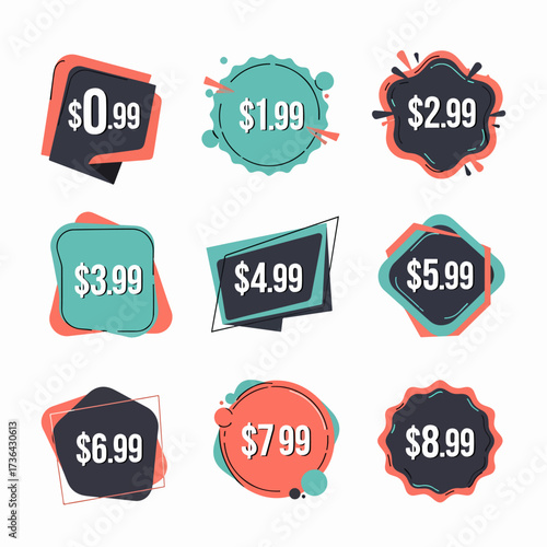 Price tags, element set on transparent background