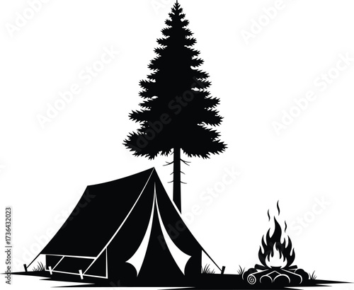 camping, tent, fire, tree, outdoor, nature, forest, night, travel, holiday, summer, adventure, hike, wild, relax, trip, leisure, explore, silhouette, freedom