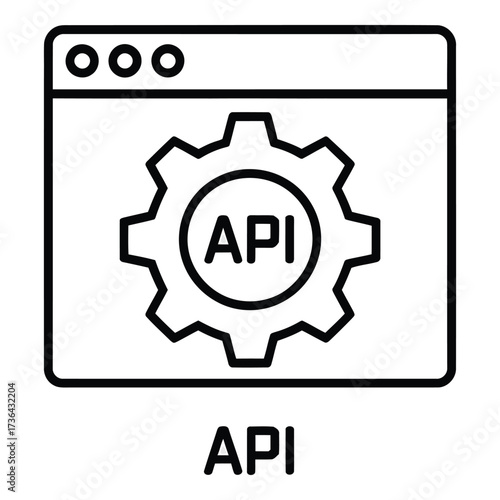 API Icon - Software Integration and Development Gear Symbol