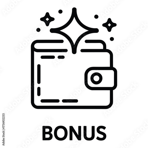 Bonus Wallet Icon with Sparkles - Financial Reward and Cashback Symbol