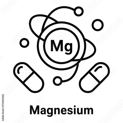 Magnesium Icon with Capsules - Essential Mineral Supplement Symbol