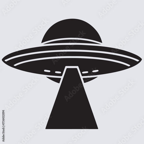 flying saucer silhouette vector art illustration