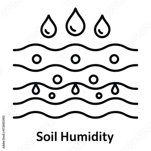 Soil Humidity Line Icon for Agriculture and Environment Monitoring