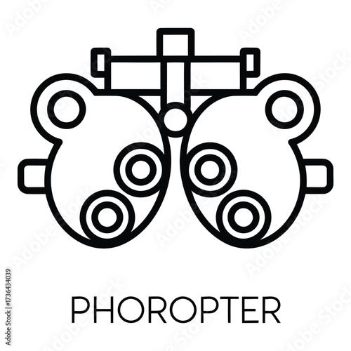 Phoropter, Eye Test, Ophthalmology, Vision Test, Optometry Equipment Line Icon