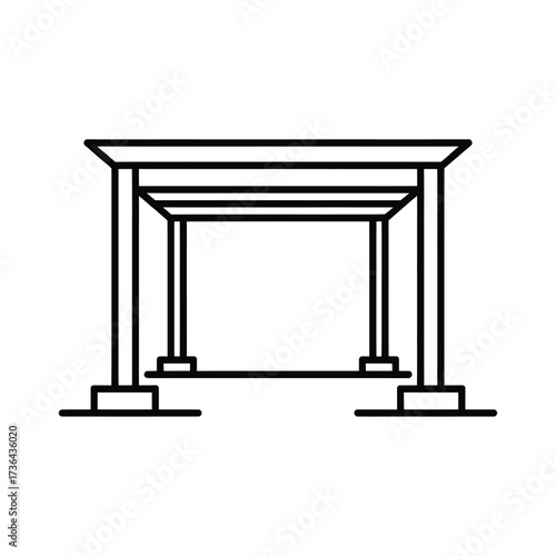 Simple line art illustration of a pergola structure