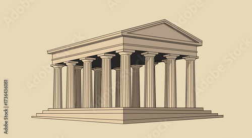 An ancient Greek temple with imposing columns and a classic pediment design.
